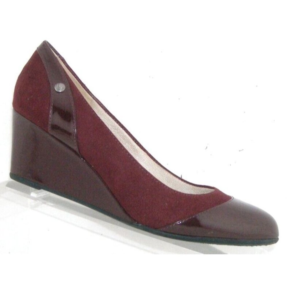 Lifestride Dreams burgundy man made almond toe slip on wedge heels 8M 38